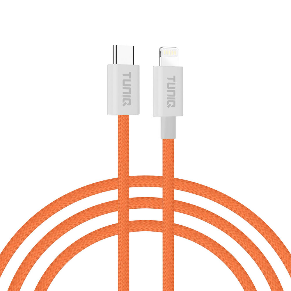 TUNIQ TUNIQ 27W Câble de charge rapide - USB-C vers Lightning Câble 100cm - Orange TUNIQ TUNIQ 27W Câble de charge rapide - USB-C vers Lightning Câble 100cm - Orange