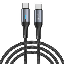 TUNIQ 60W USB-C naar USB-C Kabel 100cm - Snelle oplaadkabel - Zwart