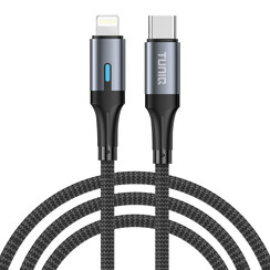 TUNIQ 27W USB-C naar Lightning Kabel 100cm - Snelle oplaadkabel - Zwart
