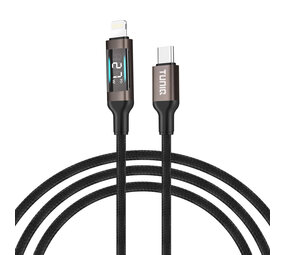 TUNIQ TUNIQ 27W USB-C to Lightning Cable 100cm - Fast charging cable - With Display - Black TUNIQ TUNIQ 27W USB-C to Lightning Cable 100cm - Fast charging cable - With Display - Black