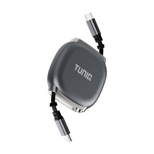 TUNIQ TUNIQ 100W USB-C naar USB-C Kabel 100cm - Snelle oplaadkabel - Oprolbare kabel - Zwart