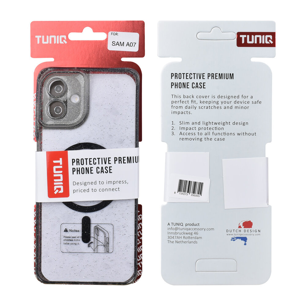 TUNIQ TUNIQ Galaxy A07 Backcover hoesje - Magsafe - Glitter - Hanger - Zwart