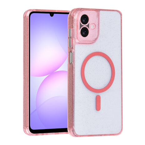 TUNIQ TUNIQ Galaxy A07 Back cover coque - Magsafe - Paillettes - Cintre - Rose TUNIQ TUNIQ Galaxy A07 Back cover coque - Magsafe - Paillettes - Cintre - Rose