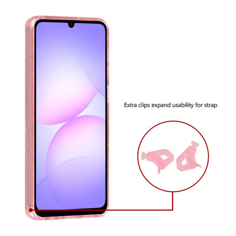 TUNIQ TUNIQ Galaxy A07 Backcover hoesje - Magsafe - Glitter - Hanger - Roze TUNIQ TUNIQ Galaxy A07 Backcover hoesje - Magsafe - Glitter - Hanger - Roze