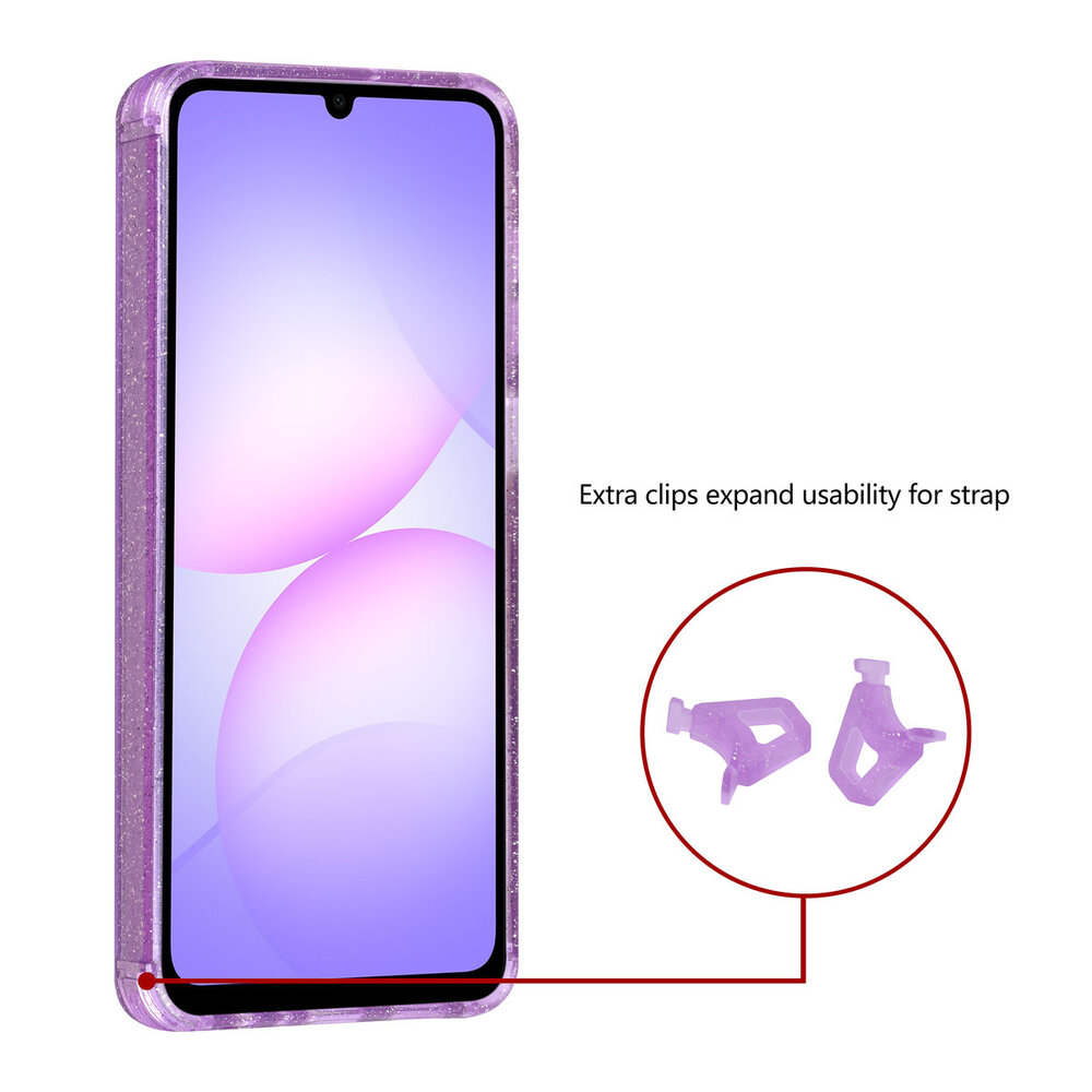 TUNIQ TUNIQ Galaxy A07 Backcover hoesje - Magsafe - Glitter - Hanger - Paars