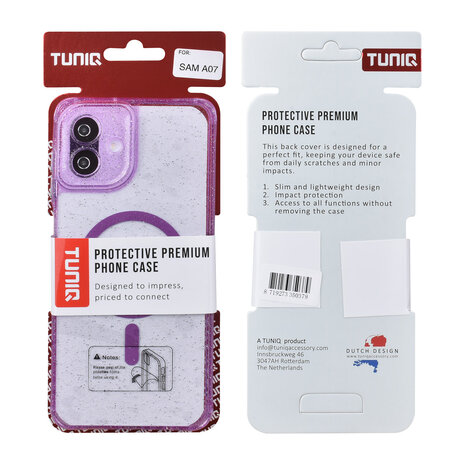 TUNIQ TUNIQ Galaxy A07 Backcover hoesje - Magsafe - Glitter - Hanger - Paars