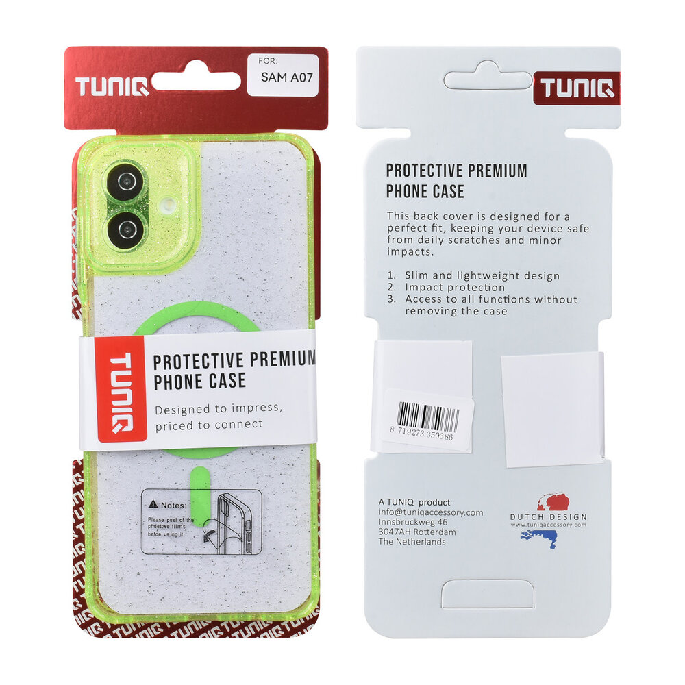 TUNIQ TUNIQ Galaxy A07 Back cover coque - Magsafe - Paillettes - Cintre - Vert