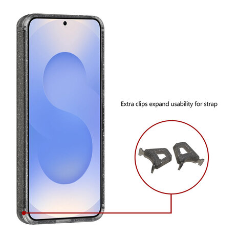 TUNIQ TUNIQ Galaxy S25 FE Back-Cover hul - Magsafe - Glitzer - Aufhänger - Schwarz TUNIQ TUNIQ Galaxy S25 FE Back-Cover hul - Magsafe - Glitzer - Aufhänger - Schwarz