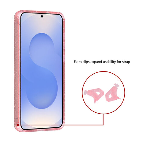 TUNIQ TUNIQ Galaxy S25 FE Backcover hoesje - Magsafe - Glitter - Hanger - Roze