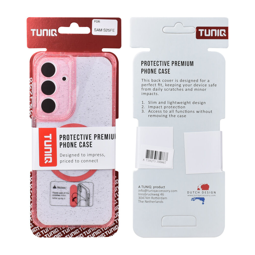TUNIQ TUNIQ Galaxy S25 FE Backcover hoesje - Magsafe - Glitter - Hanger - Roze