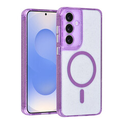 TUNIQ Galaxy S25 FE Back cover coque - Magsafe - Paillettes - Cintre - Violet