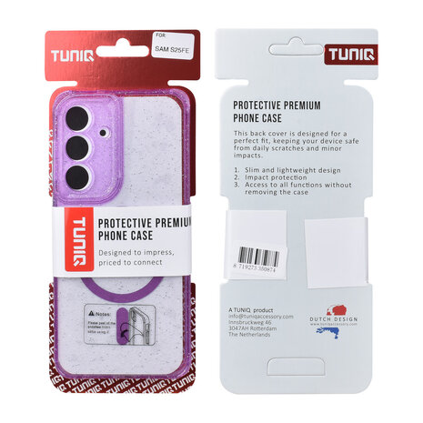 TUNIQ TUNIQ Galaxy S25 FE Back-Cover hul - Magsafe - Glitzer - Aufhänger - Lila TUNIQ TUNIQ Galaxy S25 FE Back-Cover hul - Magsafe - Glitzer - Aufhänger - Lila