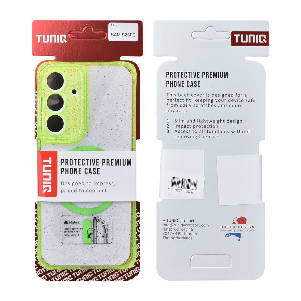 TUNIQ TUNIQ Galaxy S25 FE Back cover case - Magsafe - Glitter - Hanger - Green TUNIQ TUNIQ Galaxy S25 FE Back cover case - Magsafe - Glitter - Hanger - Green