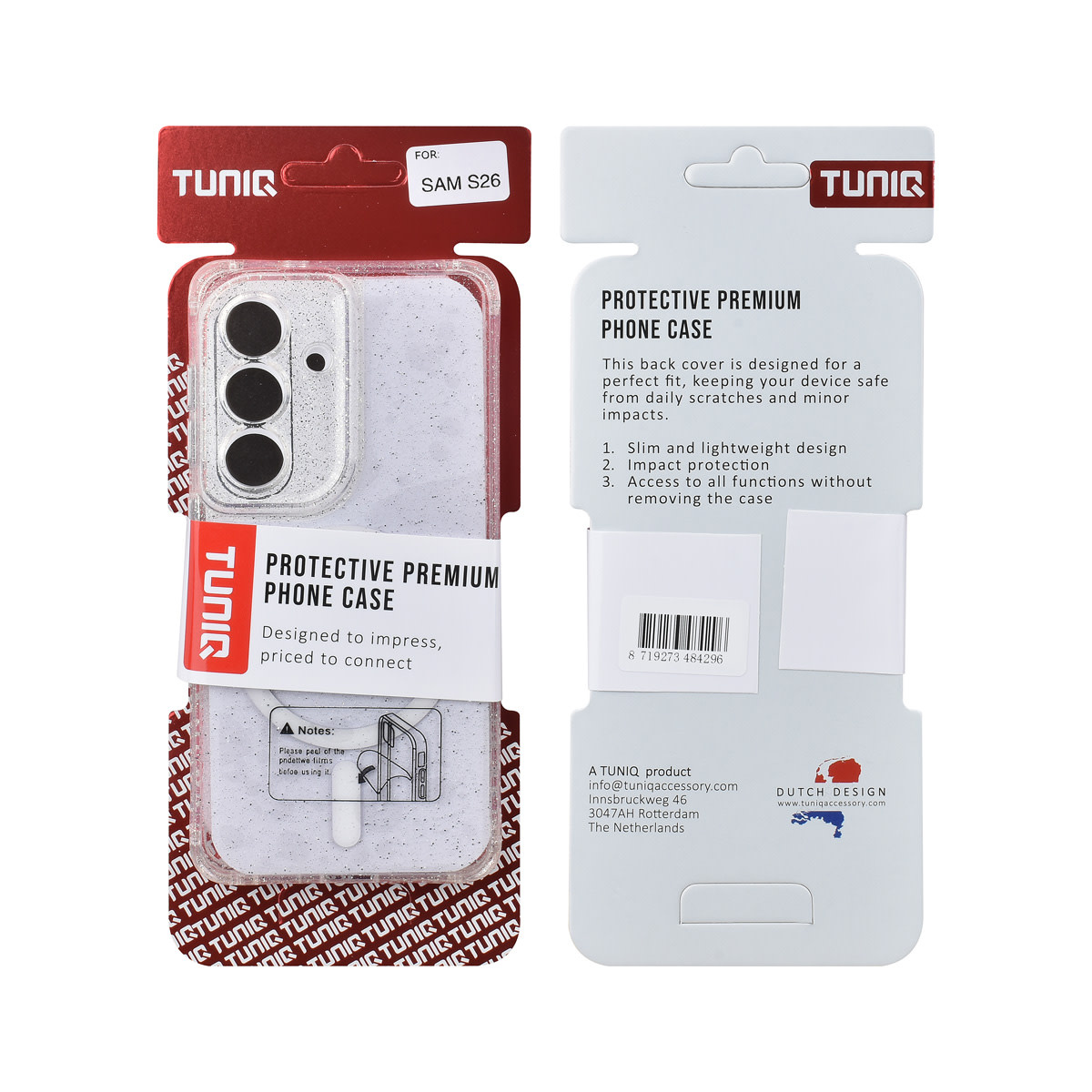 TUNIQ TUNIQ Galaxy S26 Backcover hoesje - Magsafe - Glitter - Hanger - Transparant, foto 3 van 3