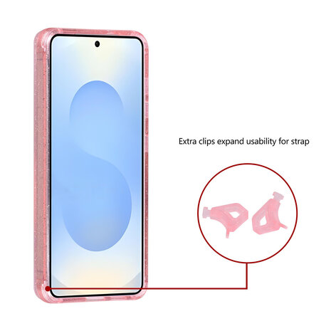 TUNIQ TUNIQ Galaxy S26 Back cover coque - Magsafe - Paillettes - Cintre - Rose