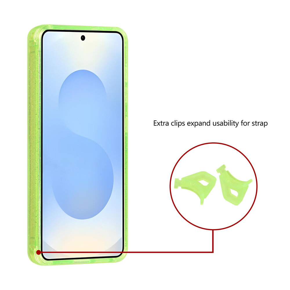 TUNIQ TUNIQ Galaxy S26 Back cover coque - Magsafe - Paillettes - Cintre - Vert TUNIQ TUNIQ Galaxy S26 Back cover coque - Magsafe - Paillettes - Cintre - Vert