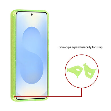 TUNIQ TUNIQ Galaxy S26 Back cover case - Magsafe - Glitter - Hanger - Green TUNIQ TUNIQ Galaxy S26 Back cover case - Magsafe - Glitter - Hanger - Green