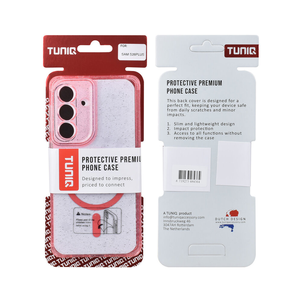 TUNIQ TUNIQ Galaxy S26 Plus Backcover hoesje - Magsafe - Glitter - Hanger - Roze TUNIQ TUNIQ Galaxy S26 Plus Backcover hoesje - Magsafe - Glitter - Hanger - Roze