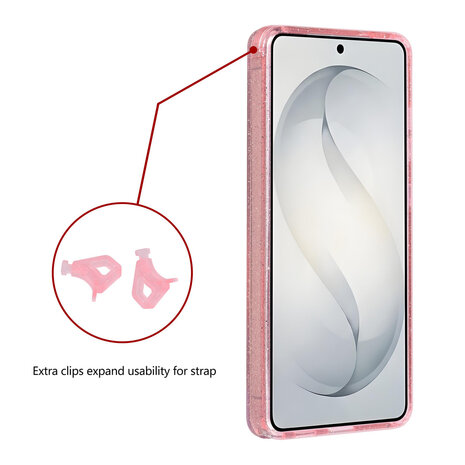 TUNIQ TUNIQ Galaxy S26 Ultra Back cover coque - Magsafe - Paillettes - Cintre - Rose