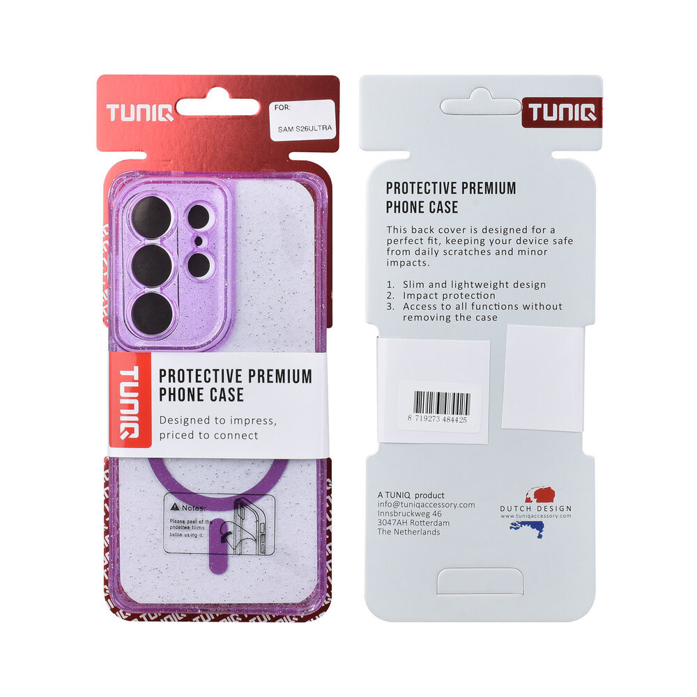 TUNIQ TUNIQ Galaxy S26 Ultra Backcover hoesje - Magsafe - Glitter - Hanger - Paars TUNIQ TUNIQ Galaxy S26 Ultra Backcover hoesje - Magsafe - Glitter - Hanger - Paars