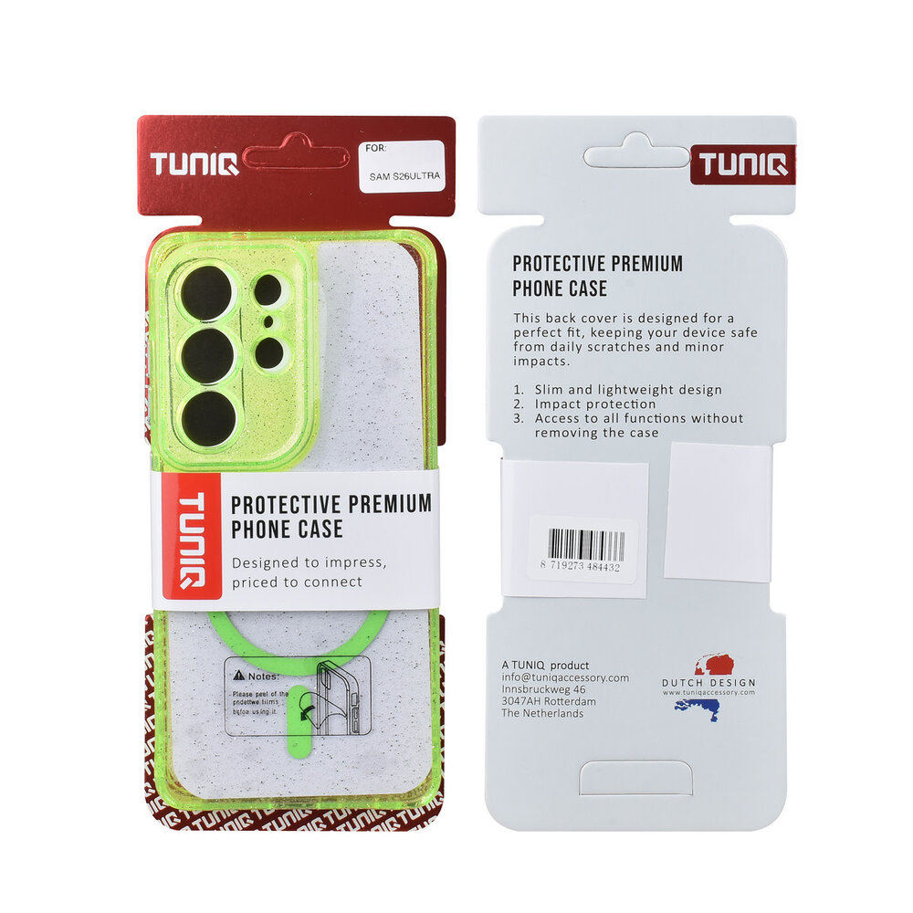TUNIQ TUNIQ Galaxy S26 Ultra Back-Cover hul - Magsafe - Glitzer - Aufhänger - Grün