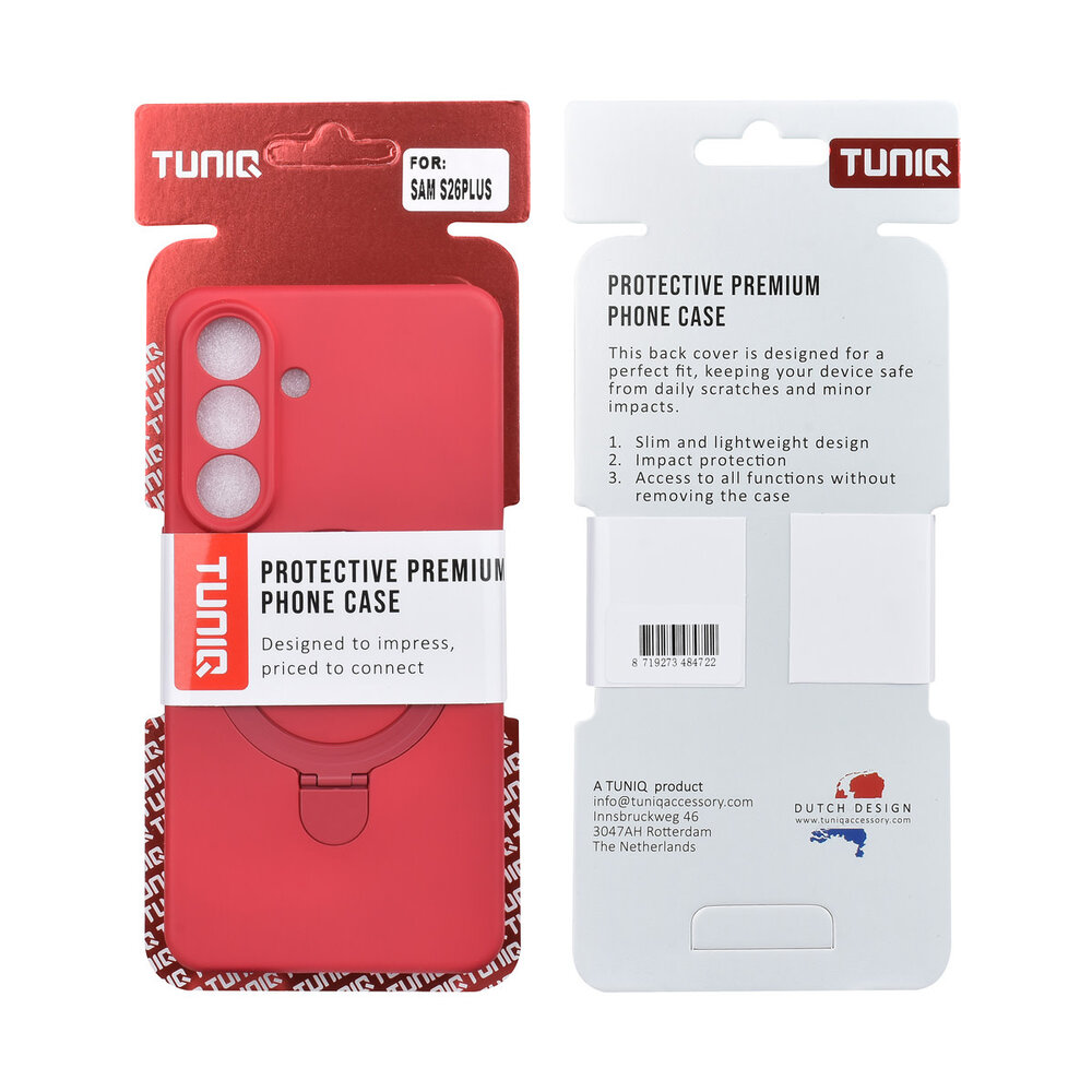 TUNIQ TUNIQ Galaxy S26 Plus Back cover case - Magsafe With Ring Stand - Hanger - Cherry Red