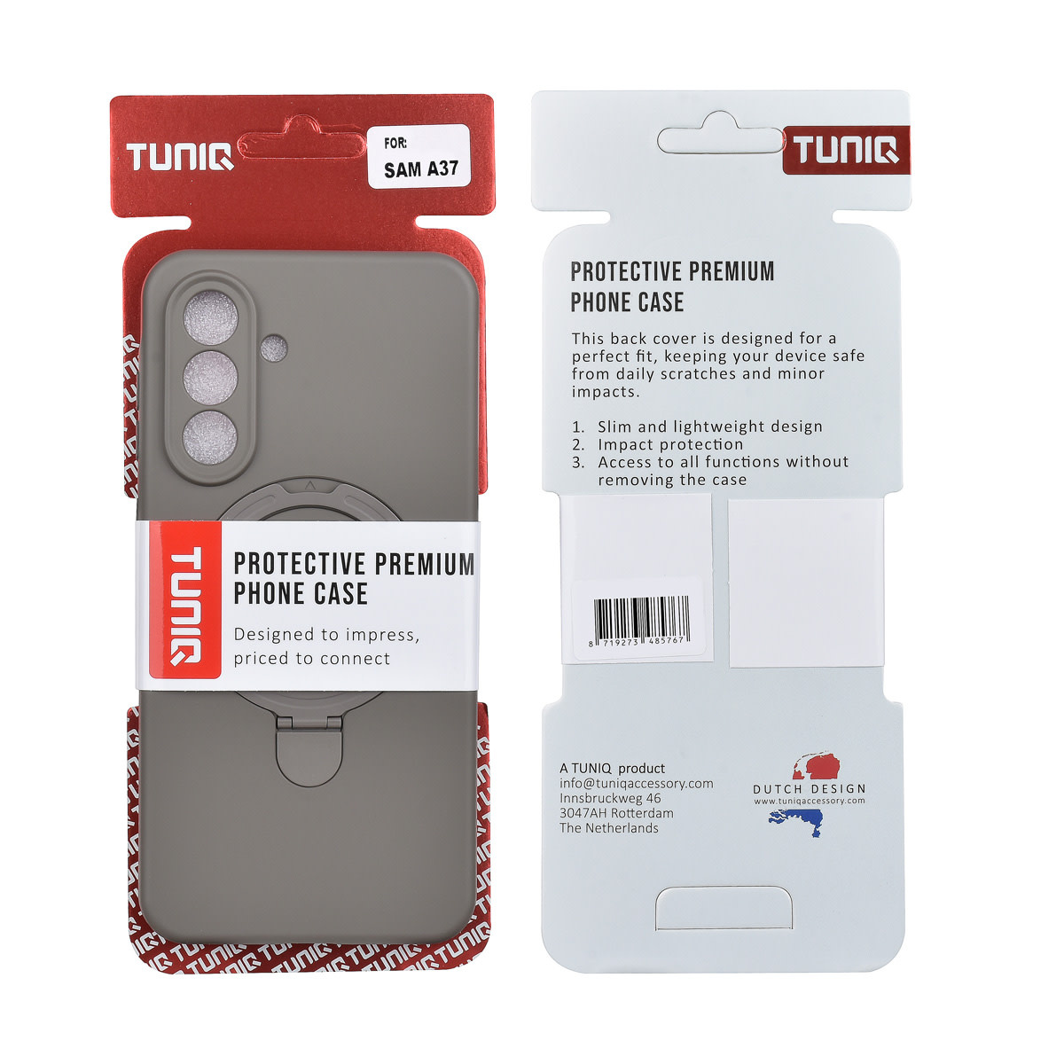 TUNIQ TUNIQ Galaxy A37 Backcover hoesje - Magsafe With Ring Stand - Hanger - Titanium Grey, foto 3 van 3