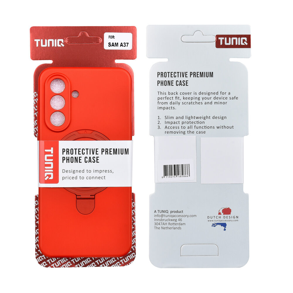 TUNIQ TUNIQ Galaxy A37 Back-Cover hul - Magsafe With Ring Stand - Hanger - Classic Red