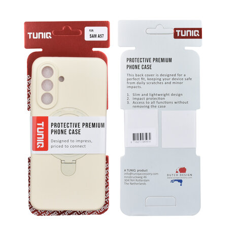 TUNIQ TUNIQ Galaxy A57 Backcover hoesje - Magsafe With Ring Stand - Hanger - Antique White TUNIQ TUNIQ Galaxy A57 Backcover hoesje - Magsafe With Ring Stand - Hanger - Antique White
