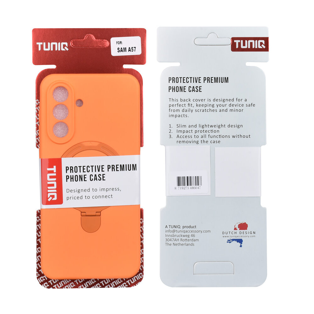 TUNIQ TUNIQ Galaxy A57 Backcover hoesje - Magsafe With Ring Stand - Hanger - Tangerine Orange