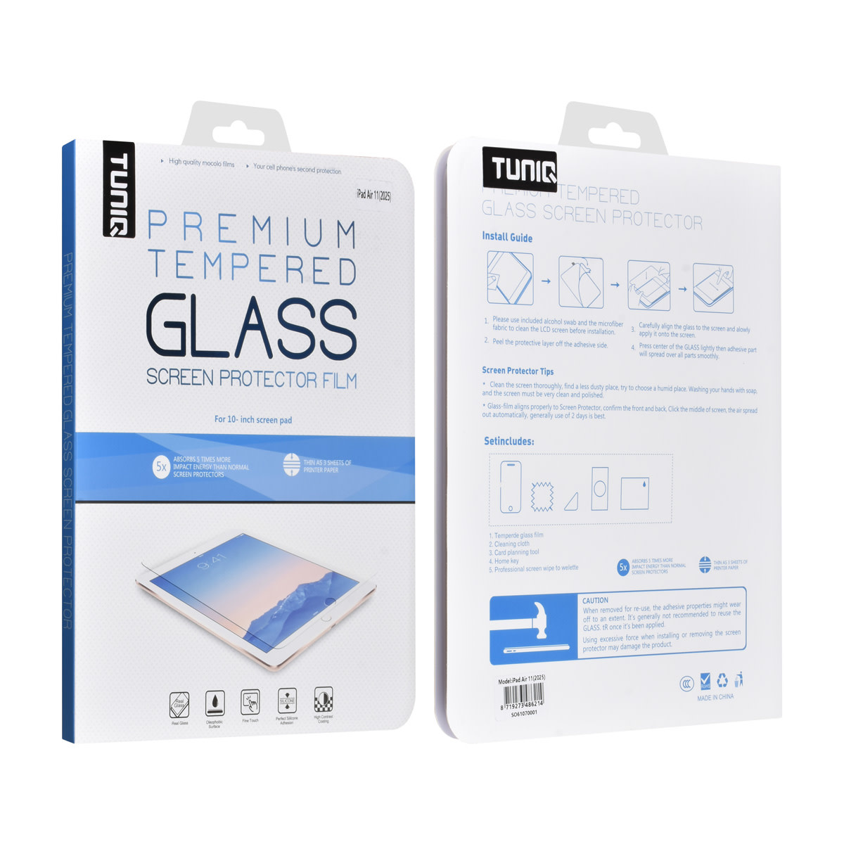 TUNIQ TUNIQ iPad Air 11 (2025) Tablet Screenprotector- Tempered Glass - Transparant, foto 2 van 2
