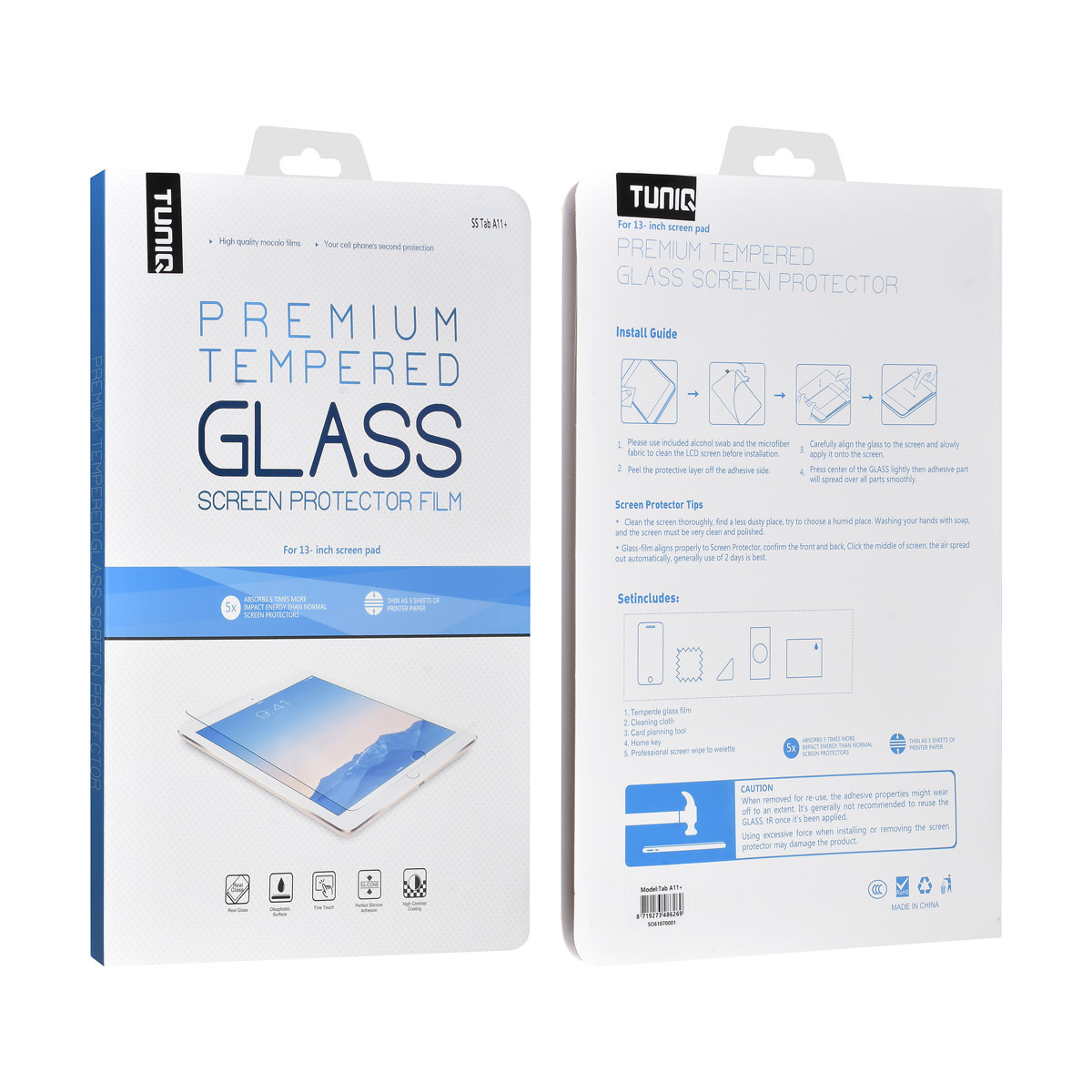 TUNIQ TUNIQ Galaxy Tab A11 Plus Tablet Screenprotector- Tempered Glass - Transparant, foto 2 van 2