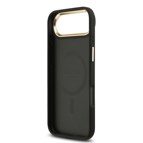 Guess Guess iPhone 17 Air Back cover case - MagSafe - 4G Strass Logo - Gold Edge - Black