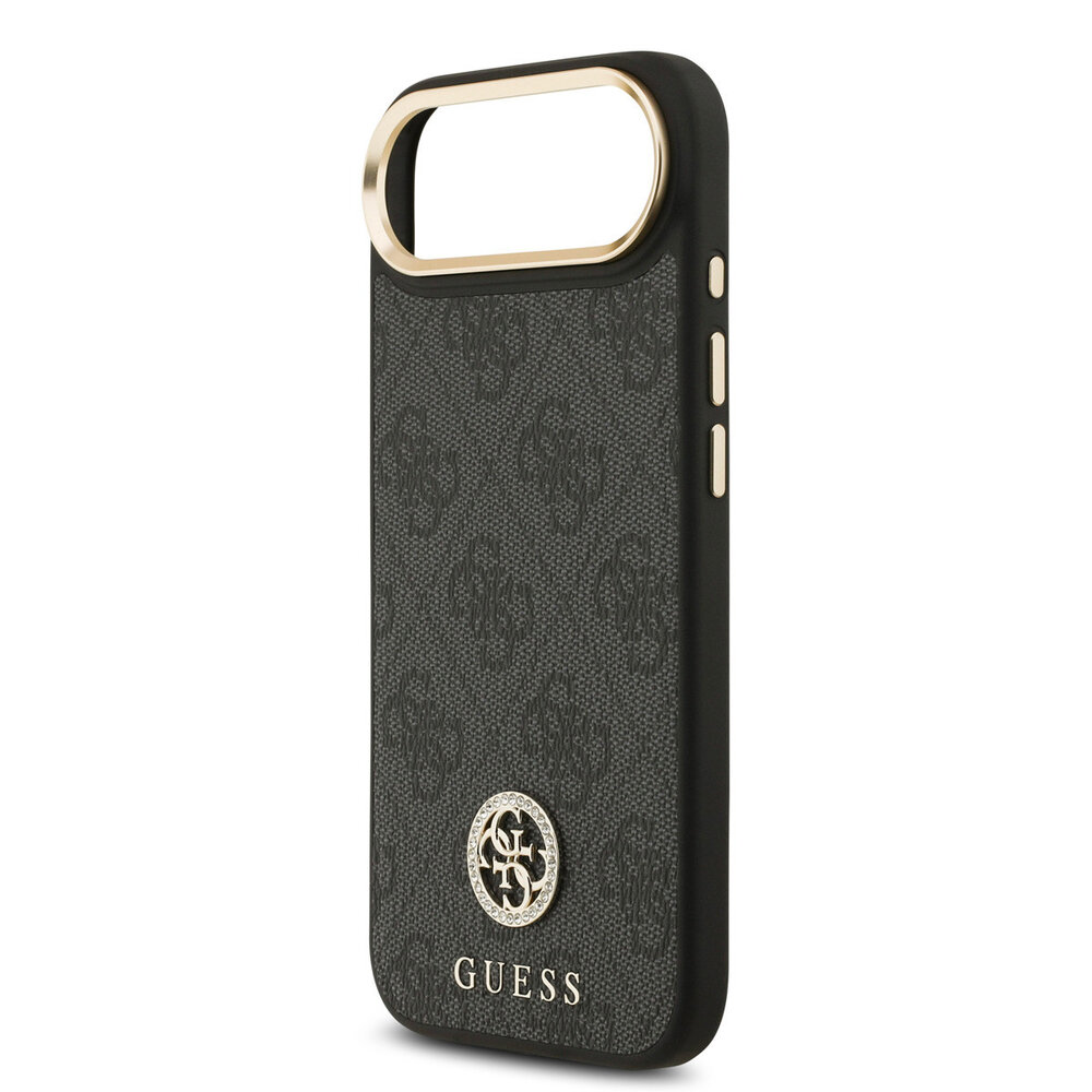 Guess Guess iPhone 17 Air Back cover case - MagSafe - 4G Strass Logo - Gold Edge - Black