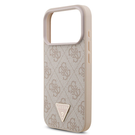 Guess Guess iPhone 17 Pro Backcover hoesje - MagSafe - 4G Triangle Logo - Pearl Strap - Roze