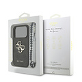 Guess Guess iPhone 17 Pro/iPhone 18 Pro Coque arrière 4G dragonne perlée Grand logo métallique - Noir