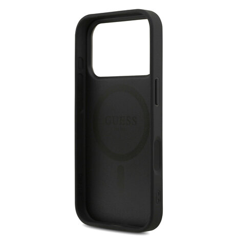 Guess Guess iPhone 17 Pro Back cover case - MagSafe - 4G Triangle Logo - Pearl Strap - Black