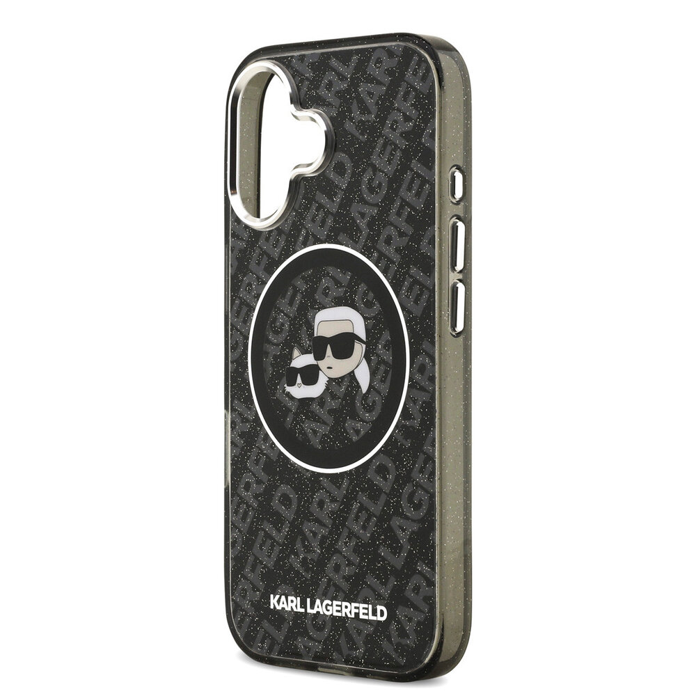 Karl Lagerfeld Karl Lagerfeld iPhone 17 Back cover case - MagSafe - IML Glitter K&C Heads Logo - Black