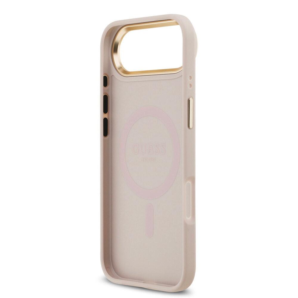 Guess Guess iPhone 17 Air Back cover case - MagSafe - 4G Strass Logo - Gold Edge - Pink