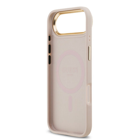 Guess Guess iPhone 17 Air Back-Cover hul - MagSafe - 4G Strass Logo - Gold Edge - Rosa