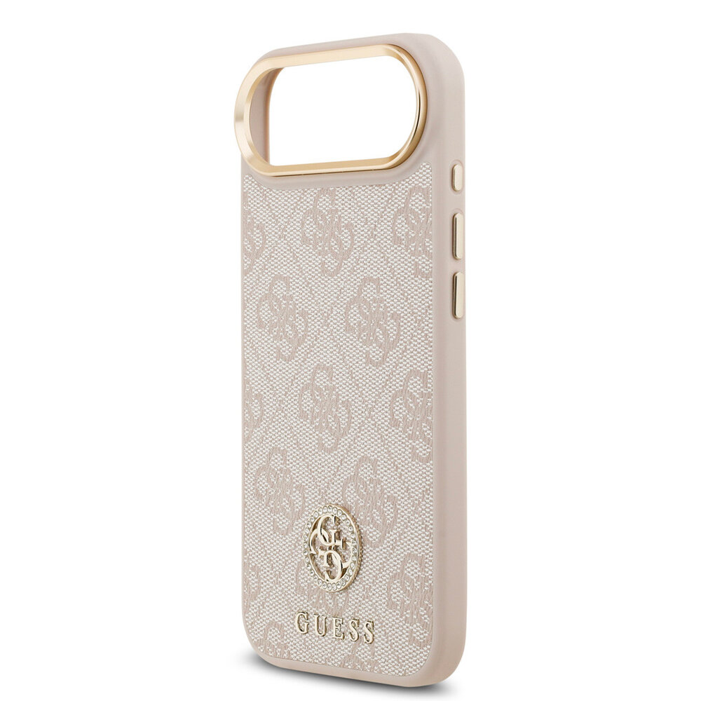 Guess Guess iPhone 17 Air Back-Cover hul - MagSafe - 4G Strass Logo - Gold Edge - Rosa