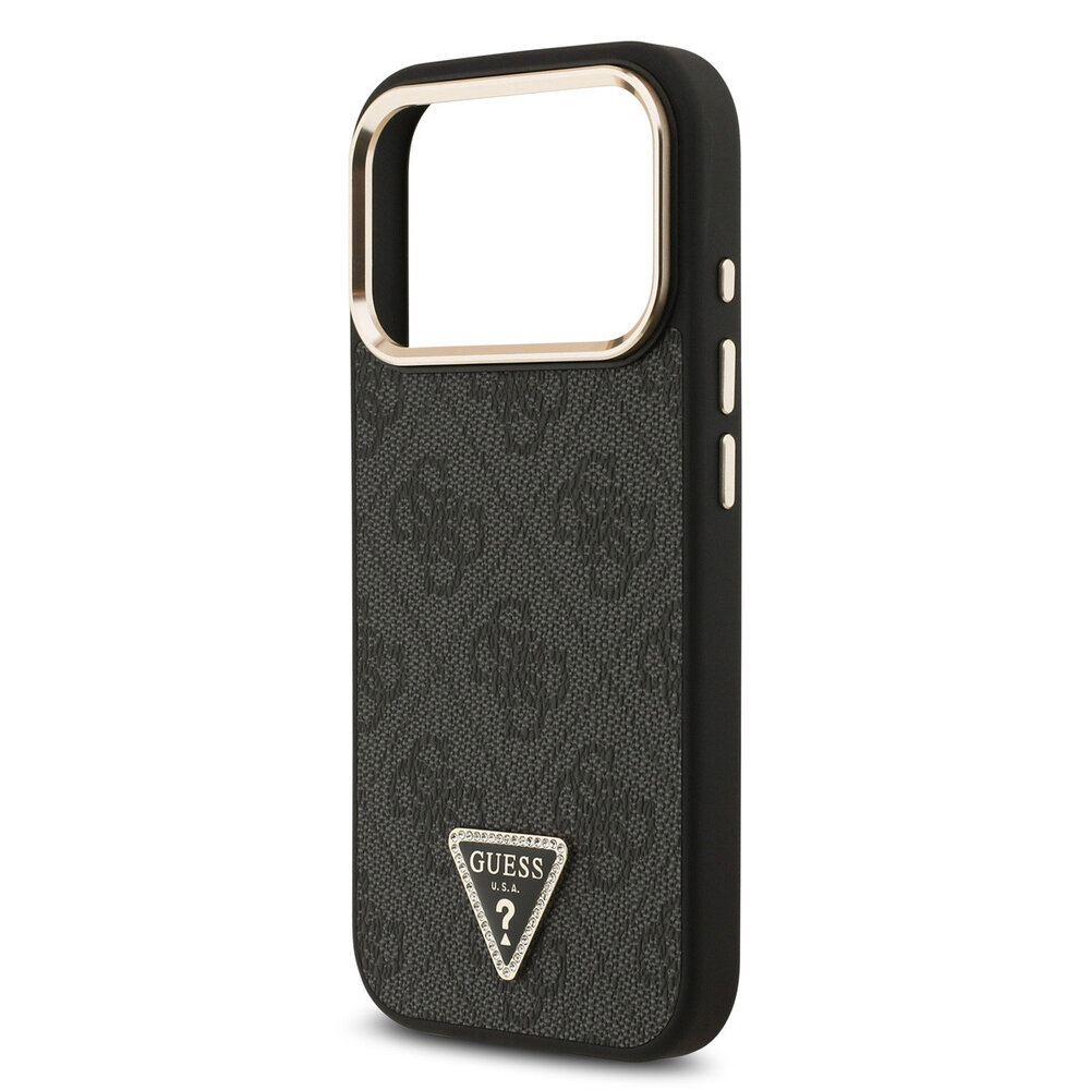 Guess Guess iPhone 17 Pro Back cover case - MagSafe - 4G Triangle Logo - Gold Edge - Black