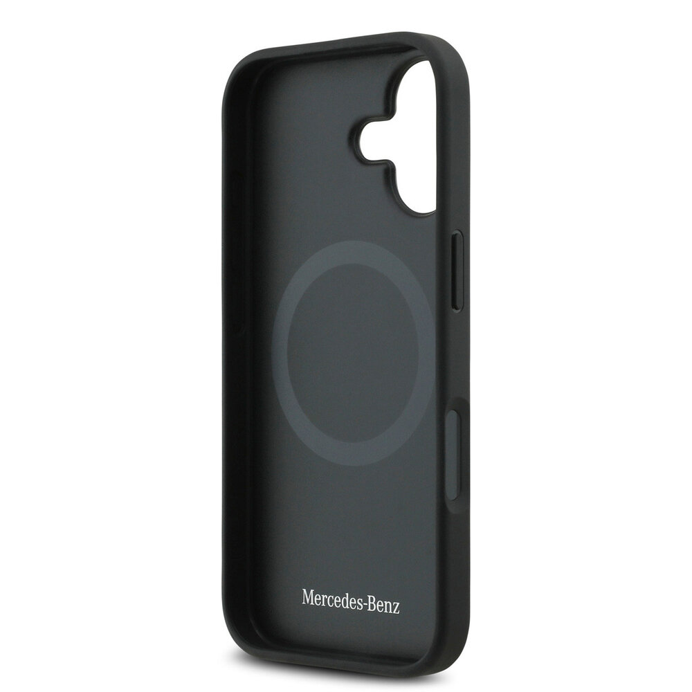 Mercedes-Benz Mercedes-Benz iPhone 17 Back cover case - Genuine Leather - Magsafe - Laurel Leaves and Stripes - Black
