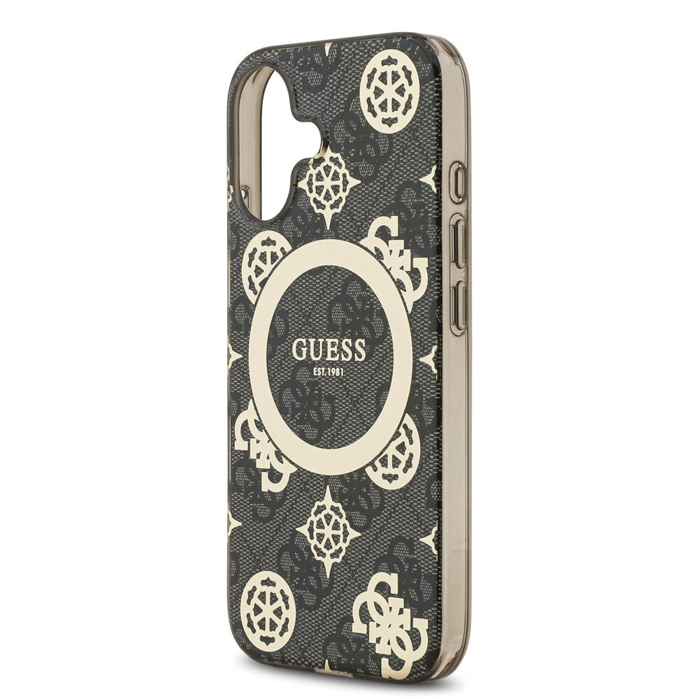 Guess Guess iPhone 17 Back-Cover hul - MagSafe - Peony on 4G Background - Schwarz