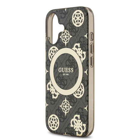 Guess Guess iPhone 17 Back cover case - MagSafe - Peony on 4G Background - Black