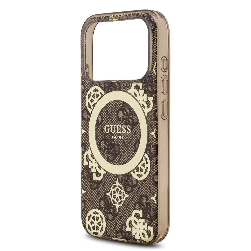Guess Guess iPhone 17 Pro Back cover coque - MagSafe - Peony on 4G Background - Marron