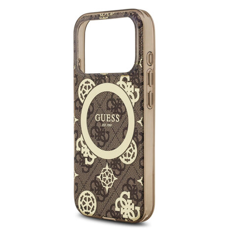 Guess Guess iPhone 17 Pro Back cover case - MagSafe - Peony on 4G Background - Brown