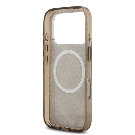 Guess Guess iPhone 17 Pro Back cover case - MagSafe - Peony on 4G Background - Brown
