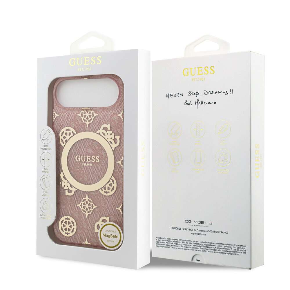 Guess Guess iPhone 17 Air Back-Cover hul - MagSafe - Peony on 4G Background - Rosa