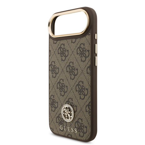 Guess Guess iPhone 17 Air Back cover coque - MagSafe - 4G Strass Logo - Gold Edge - Marron